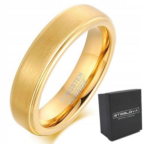 18K ZŁOTA OBRĄCZKA FAZOWANA Z WOLFRAMU MATOWA r.20 na Arena.pl