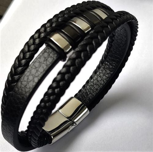 Bransoletka męska SKÓRZANA POTRÓJNA z GRAWEREM GRAWER IMIONA DATY PREZENT na Arena.pl