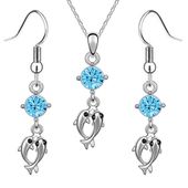 Komplet biżuterii DELFINY błękitne kryształki