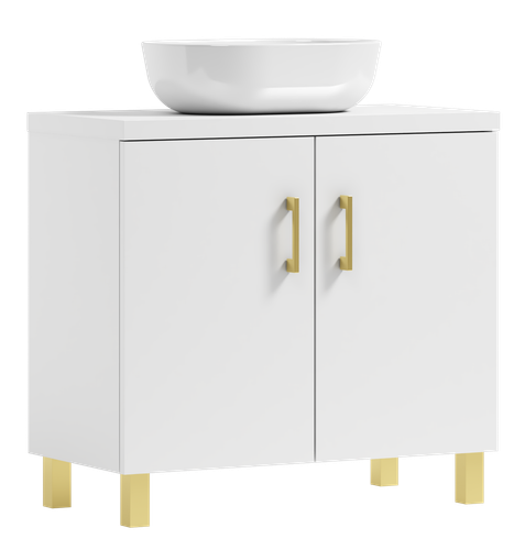 Szafka łazienkowa ROCO 80 biały/GOLD z umywalką Blanco na Arena.pl