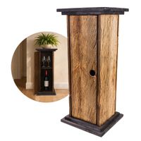 Rustykalna drewniana szafka barek ze schowkiem na butelki – dekoracyjny stojak w stylu vintage - Gold