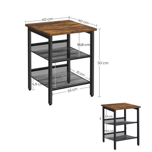 Stolik szafka nocna 40x40 cm zestaw rustykalny brąz loft stal czarna na Arena.pl