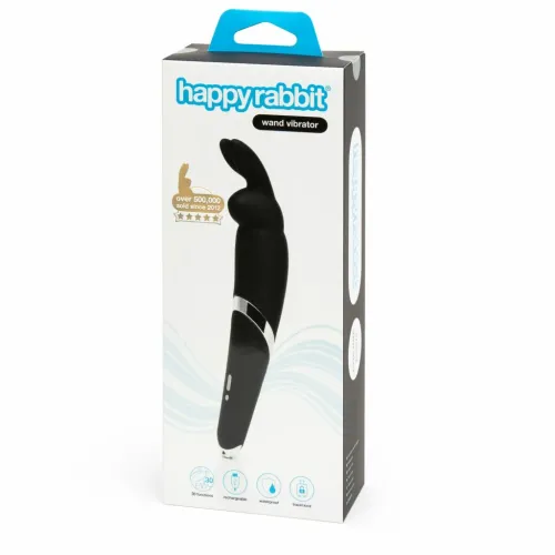 happy rabbit wand black - silikonowe urządzenie masujące, 26,7 cm na Arena.pl