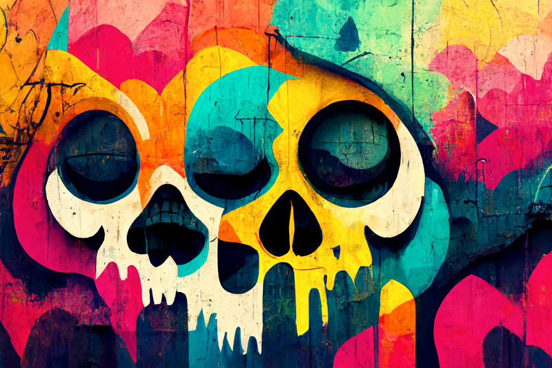 Fototapeta Młodzieżowa GRAFFITI Czaszkami Abstrakcja 90cm x 60cm zdjęcie 2