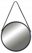LUSTRO OKRĄGŁE WISZĄCE ŚCIENNE NA PASKU ŚCIANĘ LOFT CZARNE LOFTOWE 50 cm