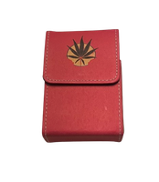 Malinowe Pudełko Etui na Paczkę Papierosów z Kremowym Paskiem z Boku