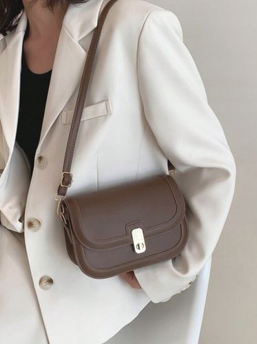 TOREBKA DAMSKA BRĄZOWA CIEMNA SKÓRZANA NA RAMIĘ LISTONOSZKA PASEK EKO D08 na Arena.pl