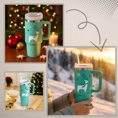 Kubek termiczny z uchwytem termos gorące zimne napoje świąteczny 1200ml na Arena.pl