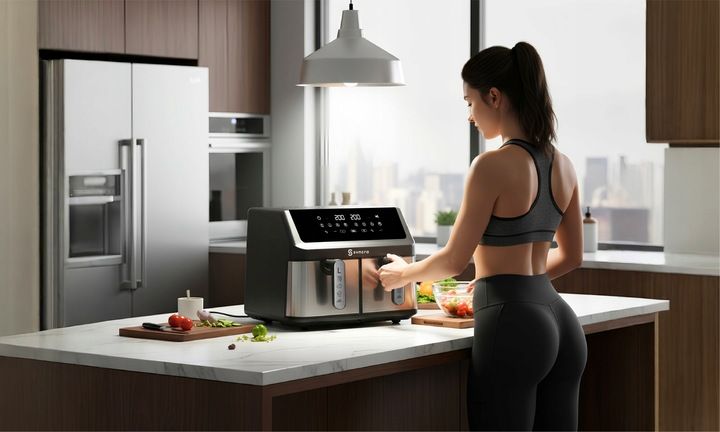 FRYTKOWNICA BEZTŁUSZCZOWA DWUKOMOROWA AIR FRYER 10L FRYTOWNICA zdjęcie 9
