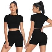 Damski Crop Top Sportowy do Jogi Modelujący Czarny M Bezszwowy Kompresyjny
