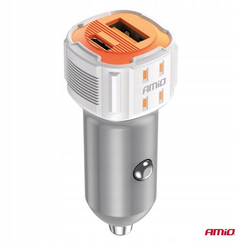 Ładowarka samochodowa USB-A+ USB-C 38W AMIO-03883 na Arena.pl