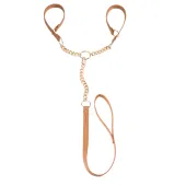 bijoux indiscrets maze t-restraints brązowe - kajdanki z odpinaną smyczą