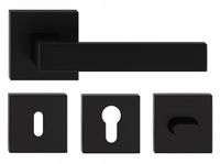 KLAMKA DRZWIOWA QUBIK KOLOR CZARNY KOMPLET ROZET