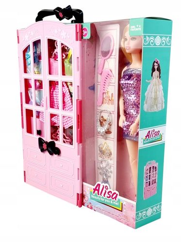 Szafa dla Lalek Garderoba dla Lalek Domek dla Lalek Akcesoria Lalka Różowa na Arena.pl