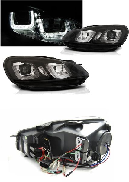 Lampy Reflektory GOLF VI 6 08-12 U-TYPE DRL BLACK zdjęcie 2