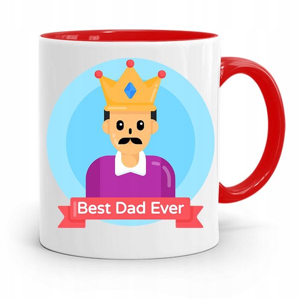 Kubek Czerwony Dla Taty Ojca Best Dad Ever Prezent Z Nadrukiem Ze Zdjęciem zdjęcie 1