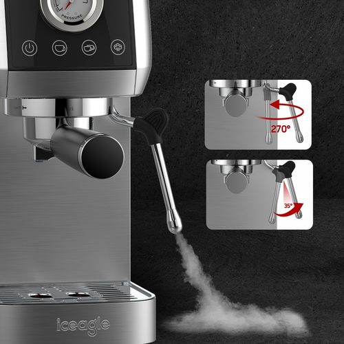 Iceagle Ekspres do kawy espresso CM1665, manometr, 20 barowa włoska pompa na Arena.pl