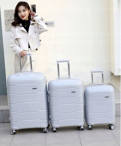 WALIZKA KABINOWA 37L srebrna szarość 55cm x 35cm x 22cm polipropylen twarda na Arena.pl