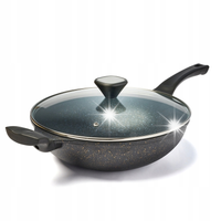 Głęboka PATELNIA WOK z pokrywką INDUKCJA GAZ powłoka non-stick 30cm Kenji
