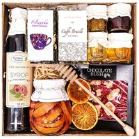 KOSZ PREZENTOWY PREZENT UPOMINEK HERBATA KAWA MIÓD CZEKOLADA SYROP