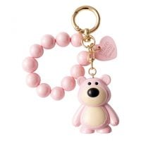 brelok do kluczy, perłowy miś z koralikami różowy brl366r