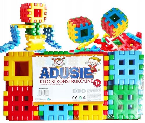 ZESTAW KLOCKI WAFLE MIX 80 EL + WAFLE 48 ADUSIE - 128 elementy na Arena.pl