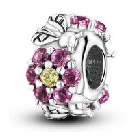 Zawieszka SREBRO 925 Charms Koralik Kwiatek i Pszczoła