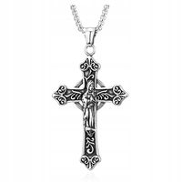 Naszyjnik Wisiorek męski Krzyż Katolicki Matka Boska Stal Chirurgiczna