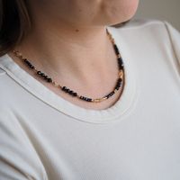 Naszyjnik - Turmalin, cytryn, hematyt złoty i srebro złocone