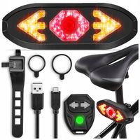 3w1 KIERUNKOWSKAZY ROWEROWE KLAKSON 120dB LAMPKA ROWEROWA TYŁ LED USB+PILOT