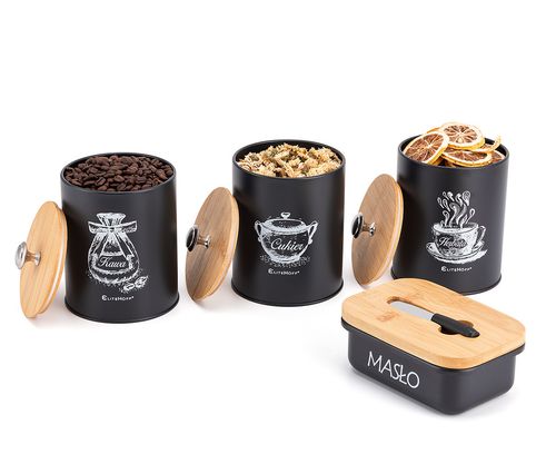 zestaw 3 pojemników kuchennych i maselniczka e-6057 na Arena.pl