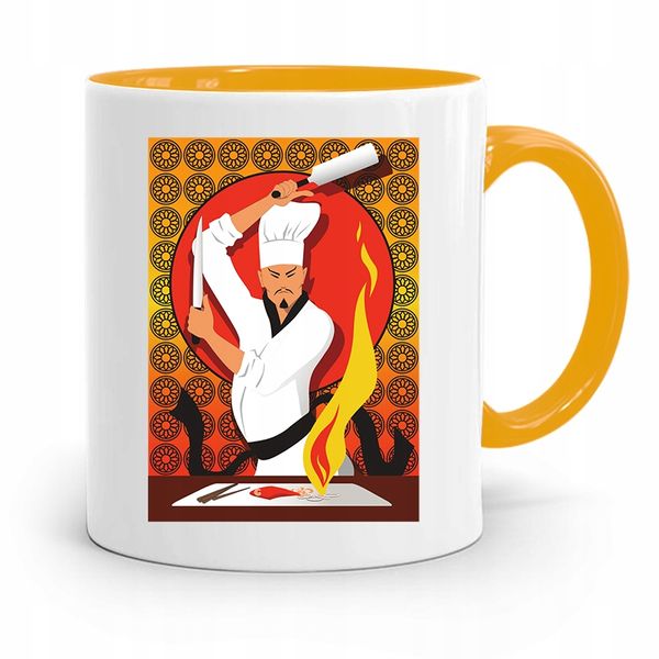 Kubek Żółty Prezent Dla Kucharza Kucharki Chef Z Nadrukiem Ze Zdjęciem zdjęcie 1