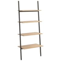 Regał drabina z 4 półkami, jasnobrązowo-czarny, 64x34x150,5 cm