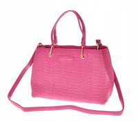 Pierre Cardin - duża torebka kuferek pleciony różowy fuksja 18081