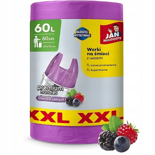 Worki na śmieci 60l Jan Niezbędny zapach 60szt x 2 na Arena.pl