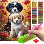Haft diamentowy diamond painting mozaika dla dzieci 5d pies szczeniaki