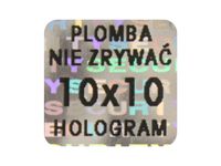 PLOMBY GWARANCYJNE STICKERY 10x10 HOLOGRAM 250SZT TWÓJ NADRUK !