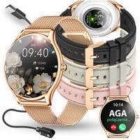 Smartwatch Damski ZEGAREK MENU PL ROZMOWY POWIADOMIENIA SMARTWATCH 4 PASKI