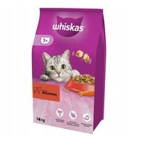 SUCHA KARMA WHISKAS ADULT Z PYSZNĄ WOŁOWINĄ 14KG