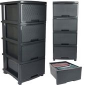 KOMODA Z SZUFLADAMI PLASTIKOWA SZARA WOLNOSTOJĄCA REGAŁ ORGANIZER