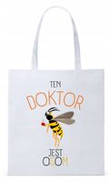Dla Doktora Lekarza Torba Eco Biała Shopper Z Nadrukiem Ze Zdjęciem