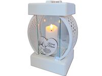 MAMA MAMIE ZNICZ LAMPION KOŁO RTN GŁADKI BIAŁY SERCE DR+ŚWIECA LED