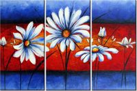 60 90CM OBRAZ 3 ELEM POLNE KWIATY DRUK PŁÓTNO RAMA