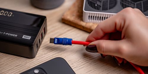 Kabel Newell USB-C - USB-C 100 W, 2 m, silikonowy, czerwono-granatowy na Arena.pl