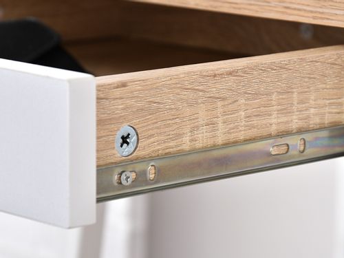 Biurko z regałem szuflady białe dąb sonoma regał do biura na Arena.pl