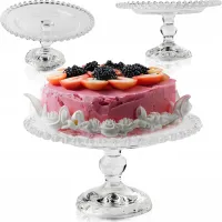 PATERA SZKLANA Z NÓŻKĄ AMORA 19,5CM NA CIASTO DESER SERY DO SERWOWANIA