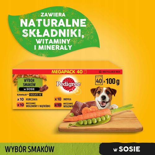 pedigree mixed selection with vegetables sos ind/jag/woł/kur 40x100g na Arena.pl