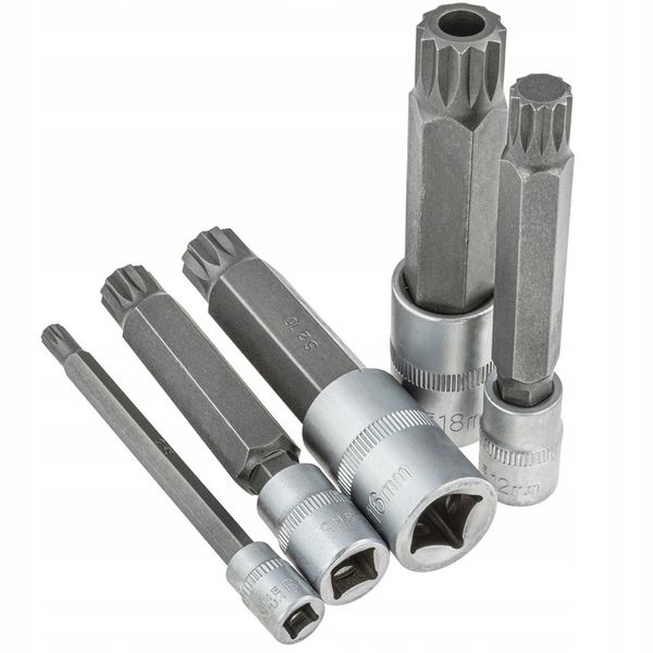 ZESTAW NASADEK SPLINE 1/4 3/8 1/2 M4-M18 XZN 10 ELEMENTÓW WPUSTOWE DŁUGIE zdjęcie 3