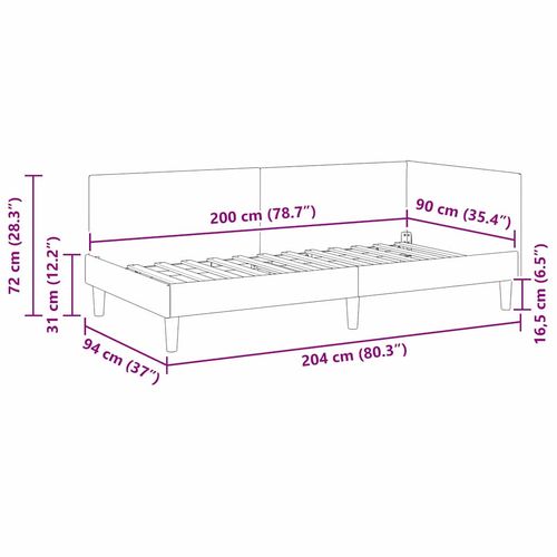 Rama łóżka narożnego Niebieski 90 cm x 200 cm Welurisklejka na Arena.pl