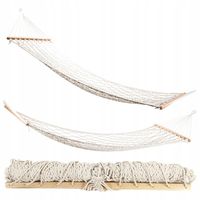 HAMAK OGRODOWY HUŚTAWKA SZNURKOWY ZE STELAŻEM BUJAK SIATKA PLECIONY BIAŁY